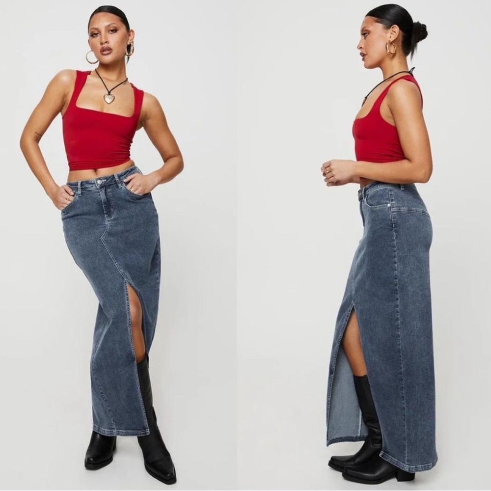 Princess Polly Blue Maxi Skirt